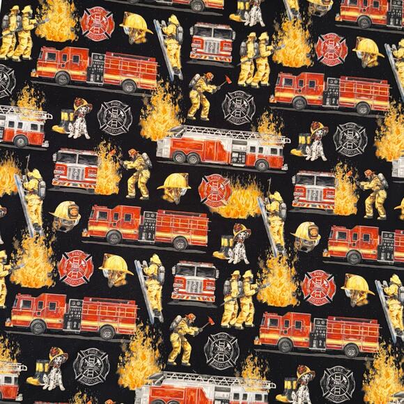 Firefighter, Fire Truck, Dalmatian, Fire Rescue - Brother Sister Design - 1/2 Yd - Picture 1 of 6